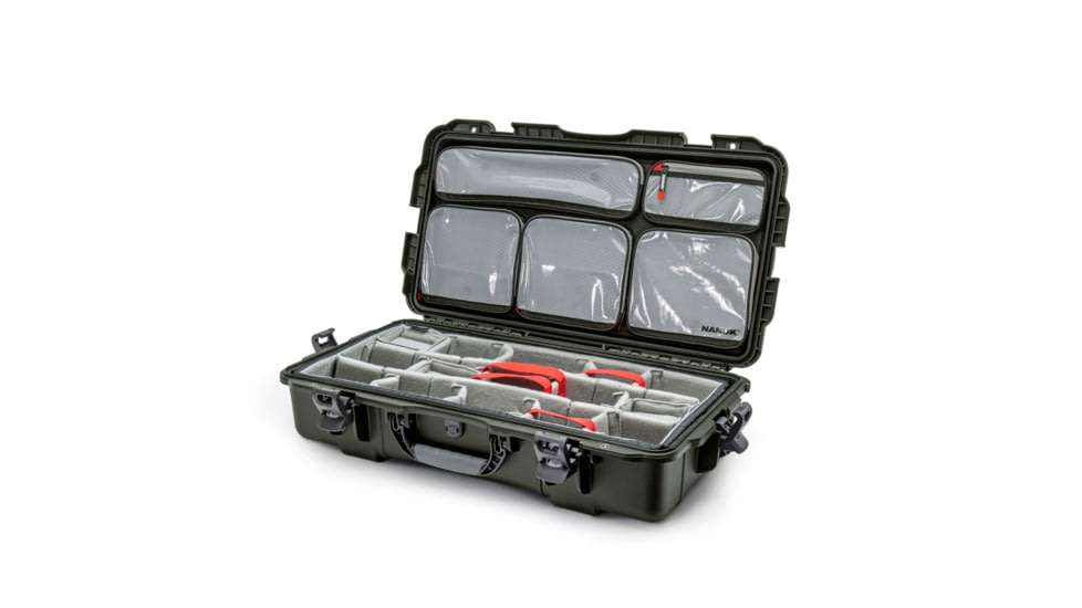 Nanuk Case 980 w/Lid Organizer, w/Divider, Olive, Medium, 980S-060OL-0A0