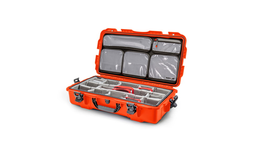 Nanuk Case 980 w/Lid Organizer, w/Divider, Orange, Medium, 980S-060OR-0A0