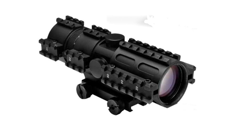 NcSTAR 2-7x32 Rifle Scope, 3 Rail Sight System &amp; Black P4 Sniper Reticle, Green Lens Coating SC3RSP2732G