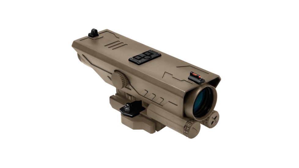 NcSTAR Delta 4X30 Rifle Scope,P4 Sniper Reticle,Red/Blue Illumination,Red/White Navigation LED,Quick Release,Green Lens, Tan, VDELTP430G