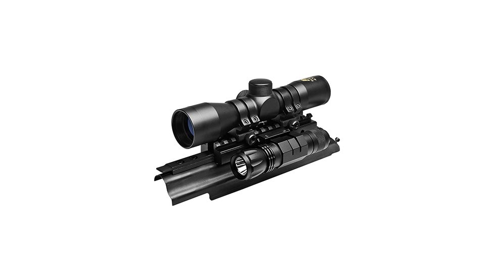 NcSTAR Sights N' Lights AK Combo w/ 4x30mm Rifle Scope,65 Lumen LED Flashlight, Black KAKSCRFS-A