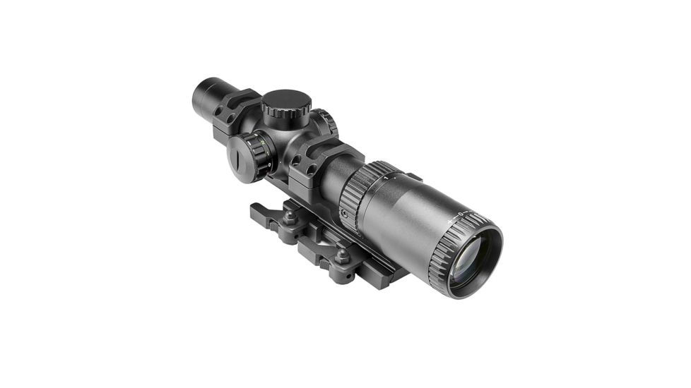 NcSTAR STR Series Full-Size 1-6x24mm 30mm Tube Rifle Scope, Green/Red Illumination, Low Power Variable Reticle, Green Lens w/ VISM VMSPRBV2 Mount Combo, Black SEEFL1624GSPR-A