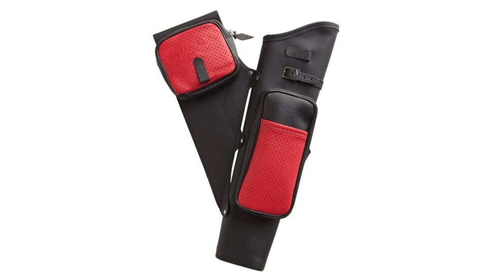 Neet NT-2100 Leather Target Quiver 1004279, Black/Red, 3 Arrow, 1140