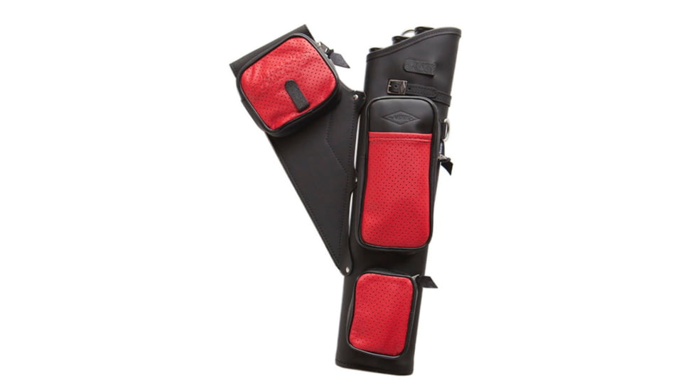 Neet NT-2300 Leather Target Quiver 1004272, Black/Red, 4 Arrow, 1058