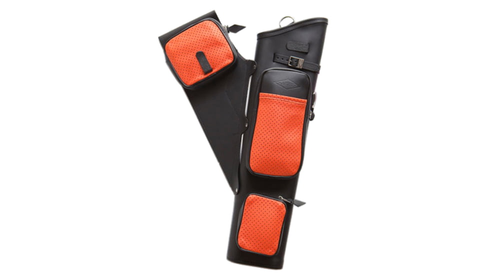 Neet NT-2300 Leather Target Quiver, Black/Orange, 4 Arrow, 1054