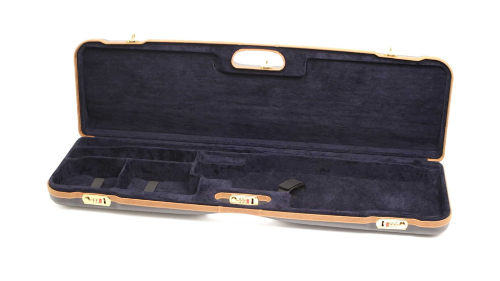 Negrini OU Deluxe High Rib Trap/Sporting Shotgun Case, Navy/Tobacco Leather/Navy Interior, 1657LX/5164