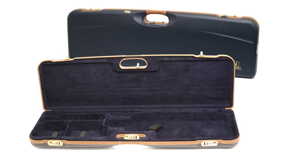 Negrini OU Deluxe High Rib Trap/Sporting Shotgun Case, Navy/Tobacco Leather/Navy Interior, 1657LX/5164