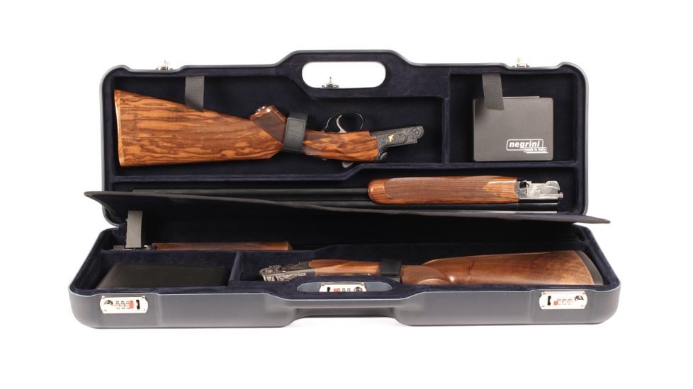 Two OU/SxS Hunting, Skeet Shotgun Travel Case, Black/Blue, 32X11.6X4.8