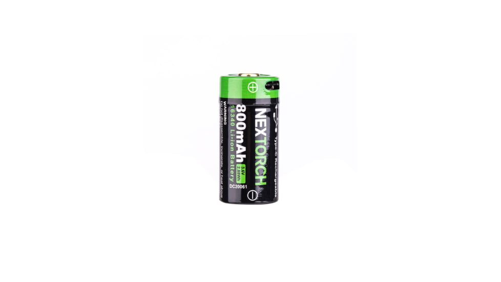 Nextorch 16340 USB-C Direct Recharge Battery, Black, DC20044