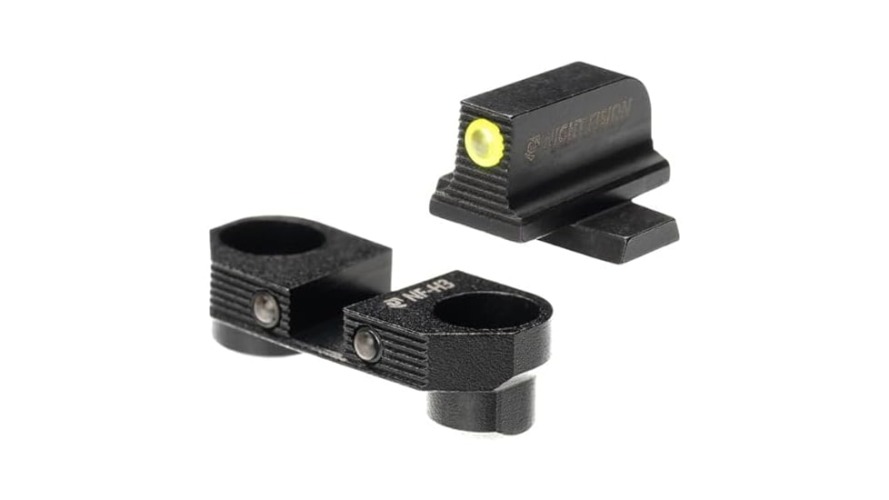Night Fision Optic Mounted Stealth Series Square-Notch Tritium Pistol Night Sight, SIG Sauer M18/M17, Yellow Front, Green Tritium Rear, Black, SIG-OMS-M1718-SCS-YGZG