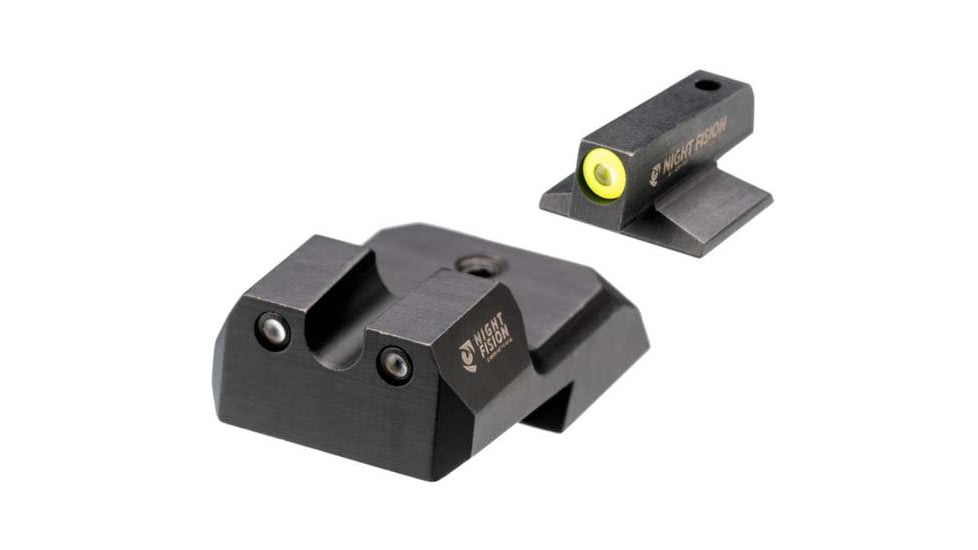 Night Fision 1911 Tritium Night Sight Set, .160 Blade Yellow Front Ring, U Notch Rear, 1911-326-007-YGZG