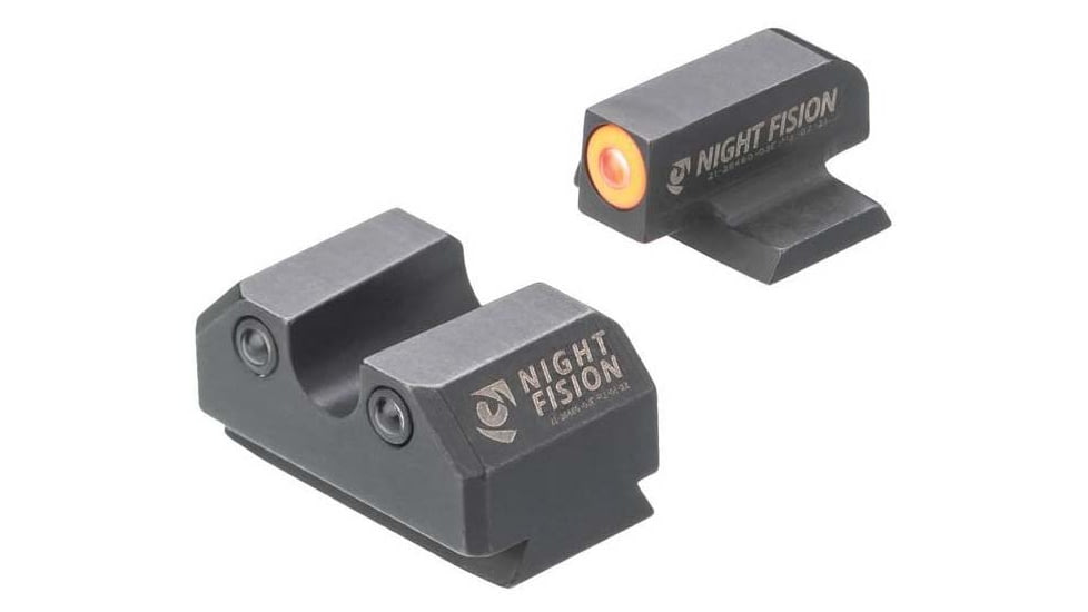 Night Fision Standard Height Night Sight Set, Ruger Max 9, Orange Front Ring, U Notch White Rear Rings, RUG-326-007-OGZG