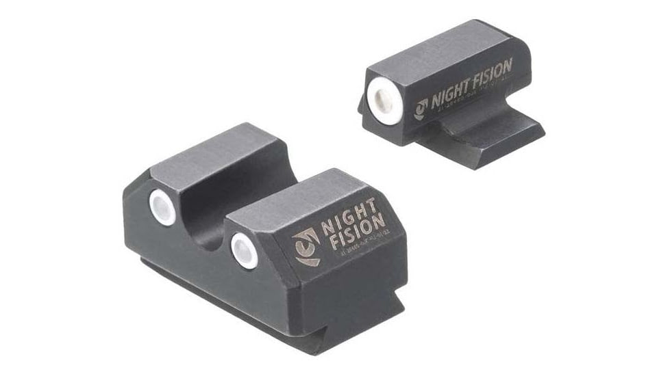 Night Fision Standard Height Night Sight Set, Ruger Max 9, White Front Ring, U Notch White Rear Rings, RUG-326-007-WGWG