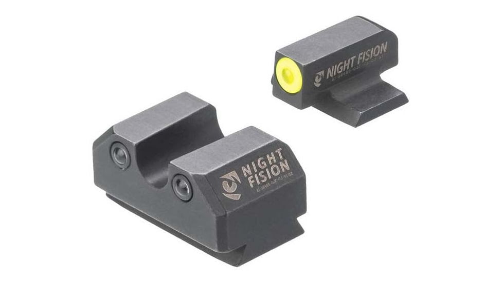 Night Fision Standard Height Night Sight Set, Ruger Max 9, Yellow Front Ring, U Notch Rear, RUG-326-007-YGZG