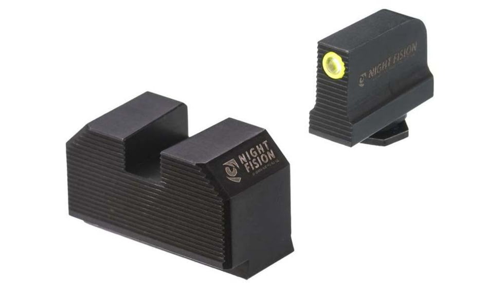 Night Fision Optics Ready Stealth Lower 1/3rd Night Sight Set, Glock 17/19/34 w/ RMR/507c/SRO/ACRO, Yellow Front Ring, Blank Rear Sight, GLK-001-330-353-YGZX