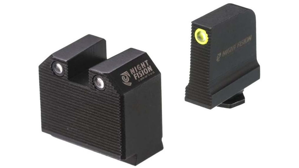 Night Fision Optics Ready Stealth Glock Night Sight Set, Glock 48 w/ RMRcc, Yellow Front Ring, GLK-005-465-488-YGZG