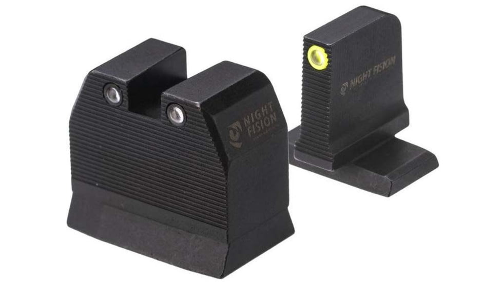 Night Fision Optics Ready Stealth Heckler &amp; Koch Night Sight Set, HK VP9 w/ DPP/509t/Acro, Yellow Front Ring, HAK-127-480-517-YGZG