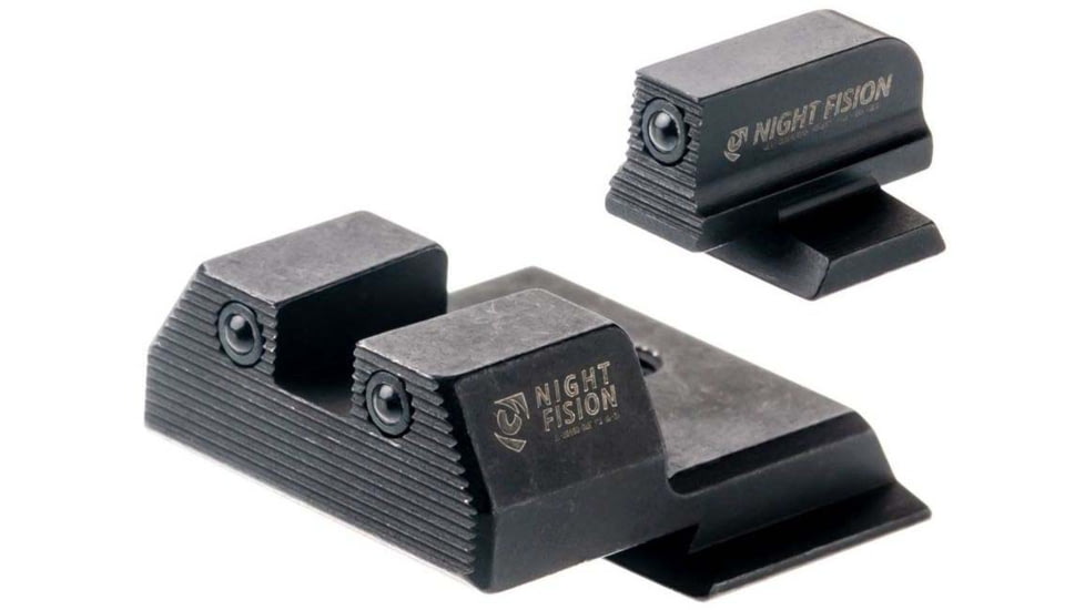 Night Fision Optics Ready Stealth Smith &amp; Wesson Night Sight Set, S&amp;W M&amp;P Shield Plus w/ 507k, Black Front Ring, SAW-204-215-290-ZGZG