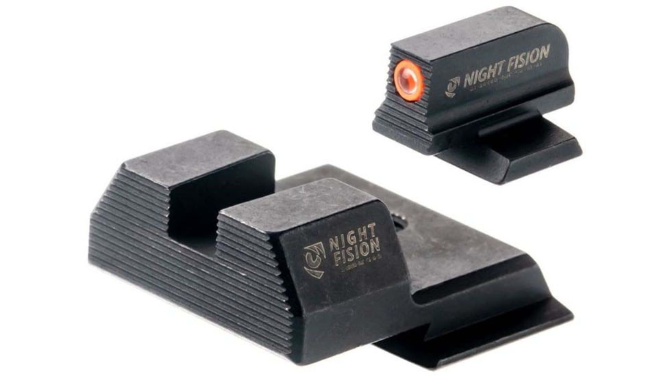 Night Fision Optics Ready Stealth Smith &amp; Wesson Night Sight Set, S&amp;W M&amp;P Shield Plus w/ 507k, Orange Front Ring, Blank Rear Sight, SAW-204-215-290-OGZX