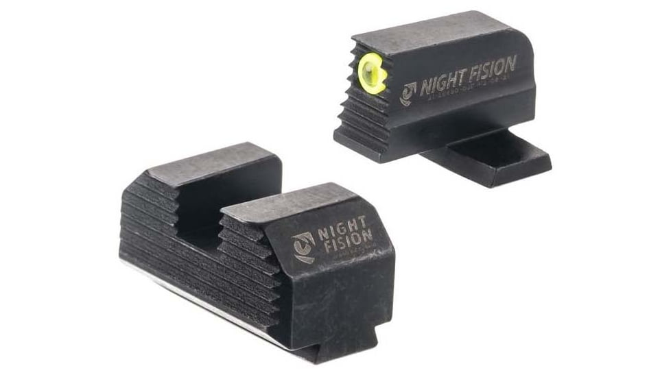 Night Fision Optics Ready Stealth Springfield Armory Night Sight Set, Springfield Hellcat OSP/XD-S w/ 507k, Yellow Front Ring, Blank Rear Sight, SPR-229-248-268-YGZX
