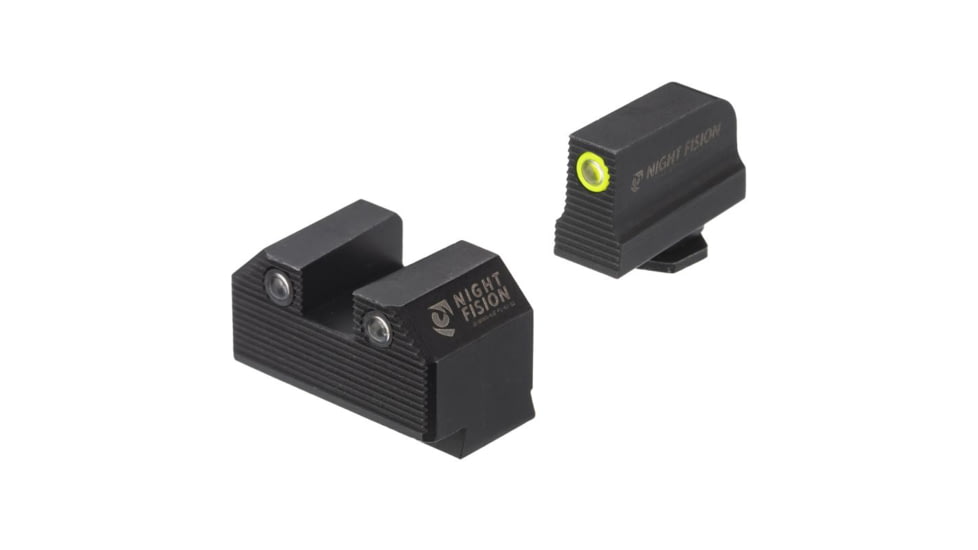 Night Fision Optics Ready Stealth Night Sight Set, Glock 48 w/ 507k, Yellow Front, Black, GLK-005-290-313-YGZG