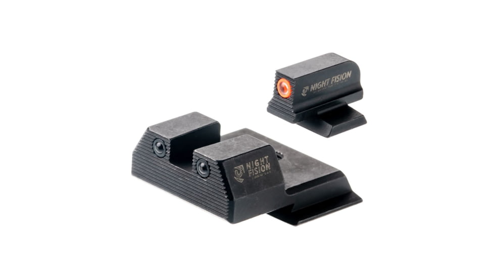 Night Fision Optics Ready Stealth Night Sight Set, S&amp;W M&amp;P Shield Plus w/ 507k, Orange Front, Black, SAW-204-215-290-OGZG