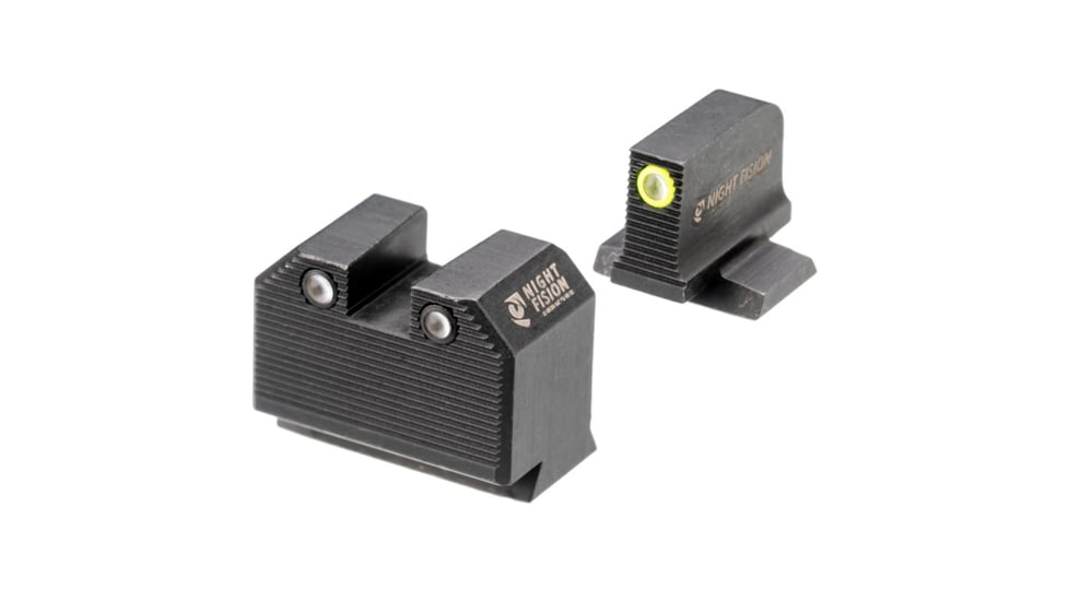 Night Fision Optics Ready Stealth Night Sight Set, S&amp;W M&amp;P w/ RMR/507c/SRO, Yellow Front, Black, SAW-205-311-402-YGZG