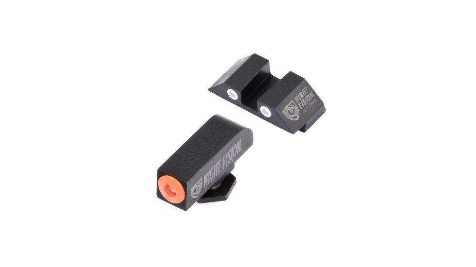 Night Fision Perfect Dot Night Sight Set w/Orange Front, Square White Rear, w/Green Tritium, Glock 42/43, GLK-003-003-OGWG