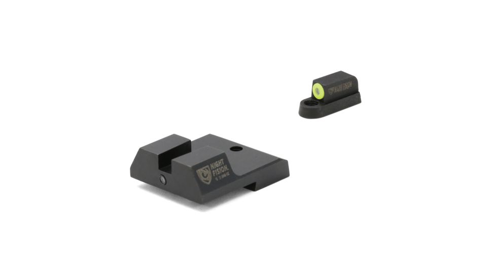 Night Fision Perfect Dot Accur8 Front Night Sights w/ Square Notch Rear for CZ-USA, Yellow Front w/ Green Tritium - Black Rear w/ Gree, fits P-10C, CZU-077-015-YGZG