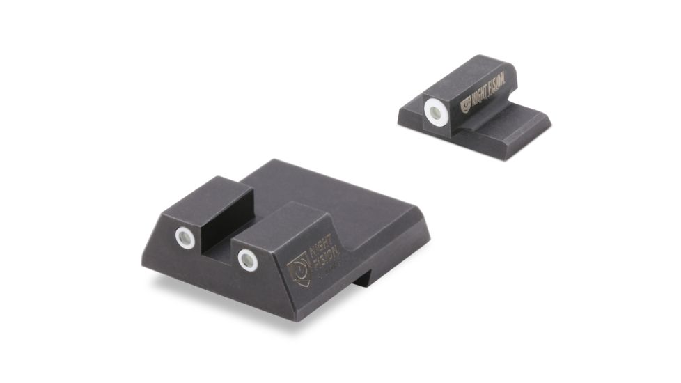 Night Fision Perfect Dot Front Night Sights w/ Square Notch Rear for HK, White Front w/ Green Tritium - White Rear w/ Green, fits VP9, VP9SK, .45C, .45C Tactical, P30, P30L, P, HAK-126-003-WGWG