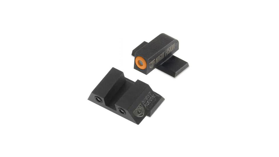 Night Fision Perfect Dot Night Sight Set w/Front, Square Rear, Orange Front w/Green Tritium, Black Rear w/Green T, Fits Springfield XD-S &amp; XD-E, SPR-228-003-OGZG