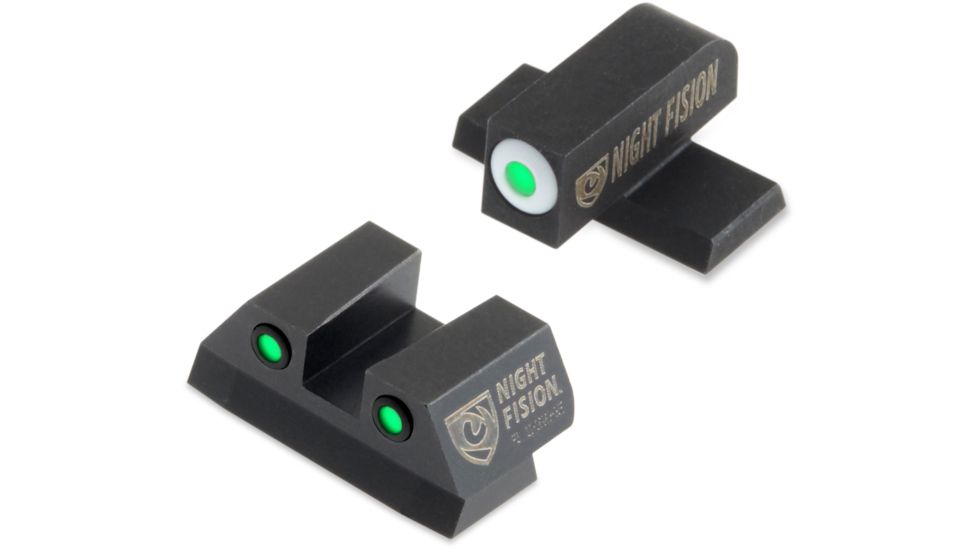 Night Fision Perfect Dot Night Sight Set w/Front, Square Rear, White Front w/Green Tritium, Black Rear w/Green Tr, Fits Sig Sauer .40 S&amp;W &amp; .45 ACP Caliber P-Series , SIG-176-003-WGZG