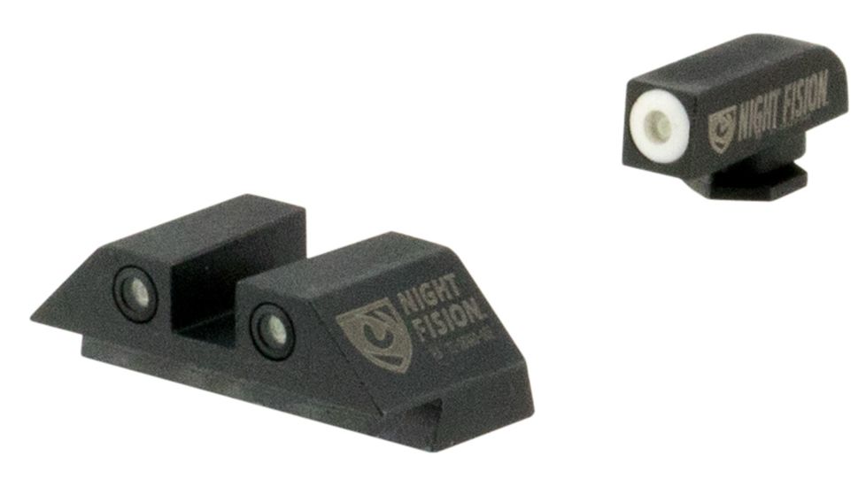 Night Fision Perfect Dot Night Sight Set w/Front, Square Rear, White w/Green Tritium, Glock 17/17L/19/22-28/31-35/37-39, GLK-001-003-WGWG