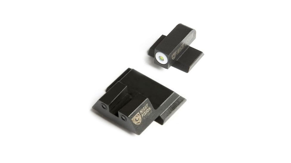 Night Fision Perfect Dot Night Sight Set w/Front, U Rear, White Front w/Green Tritium, Black Rear w/Green Tr, Fits Smith &amp; Wesson M&amp;P SHIELD .40/.45/9mm Models, SAW-202-007-WGZG