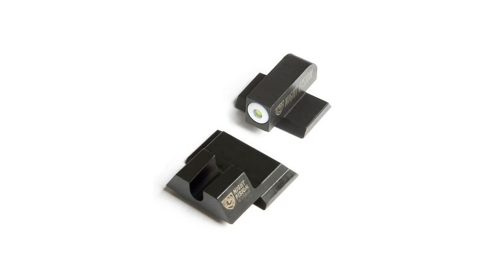 Night Fision Perfect Dot Night Sight Set w/Front, U Rear, White Front w/Green Tritium, Blank Rear, Fits Smith &amp; Wesson M&amp;P SHIELD .40/.45/9mm Models, SAW-202-014-WGZX