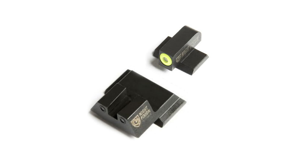 Night Fision Perfect Dot Night Sight Set w/Front, U Rear, Yellow Front w/Green Tritium, Black Rear w/Green T, Fits Smith &amp; Wesson M&amp;P SHIELD .40/.45/9mm Models, SAW-202-007-YGZG