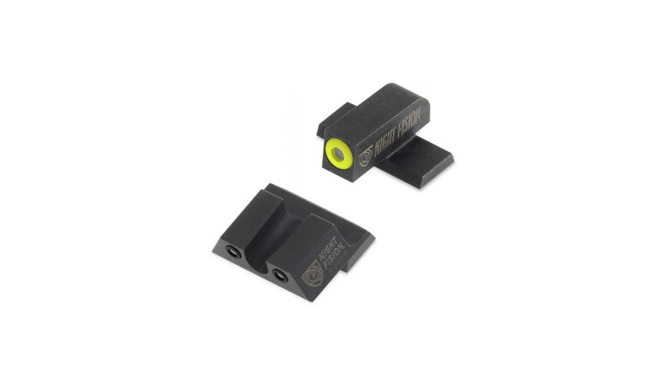 Night Fision Perfect Dot Night Sight Set w/Front, U Rear, Yellow Front w/Green Tritium, Black Rear w/Green T, Fits Springfield XD-S &amp; XD-E, SPR-228-007-YGZG