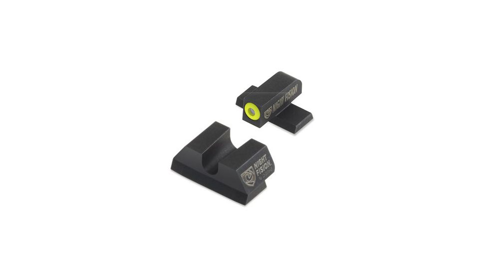 Night Fision Perfect Dot Night Sight Set w/Front, U Rear, Yellow Front w/Green Tritium, Blank Rear, Fits Sig Sauer 9mm &amp; .357 P-Series Pistols with #8, SIG-177-014-YGZX
