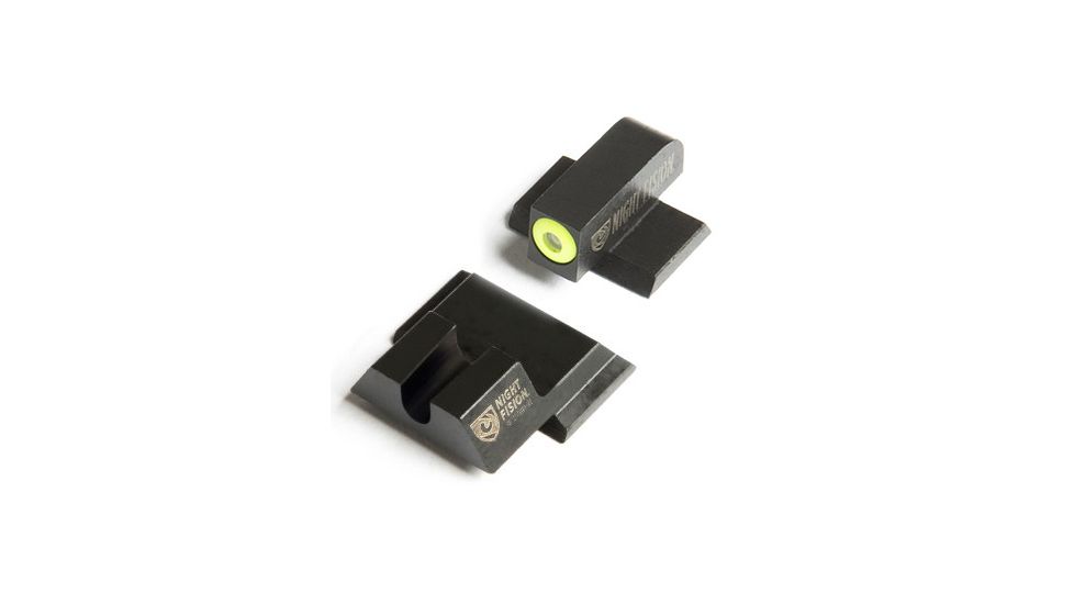 Night Fision Perfect Dot Night Sight Set w/Front, U Rear, Yellow Front w/Green Tritium, Blank Rear, Fits Smith &amp; Wesson M&amp;P SHIELD .40/.45/9mm Models, SAW-202-014-YGZX