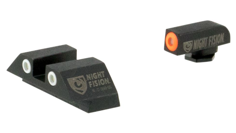 Night Fision Perfect Dot Night Sight Set w/Orange Front, Square Black Rear, w/Green Tritium, Glock 17/17L/19/22-28/31-35/37-39, GLK-001-003-OGZG