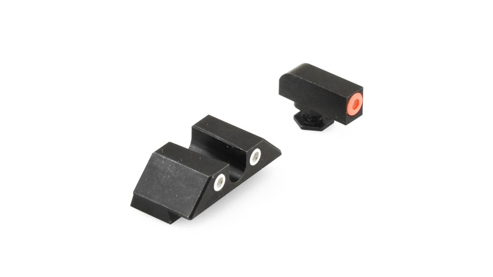 Night Fision Perfect Dot Night Sight Set w/Orange Front, U White Rear, w/Green Tritium, Glock 17/17L/19/22-28/31-35/37-39, GLK-001-007-OGWG