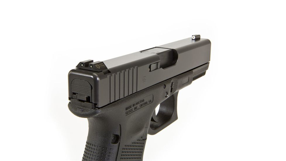 Night Fision Perfect Dot Night Sight Set w/White Front, Square Black Rear, w/Green Tritium, Glock 17/17L/19/22-28/31-35/37-39, GLK-001-003-WGZG
