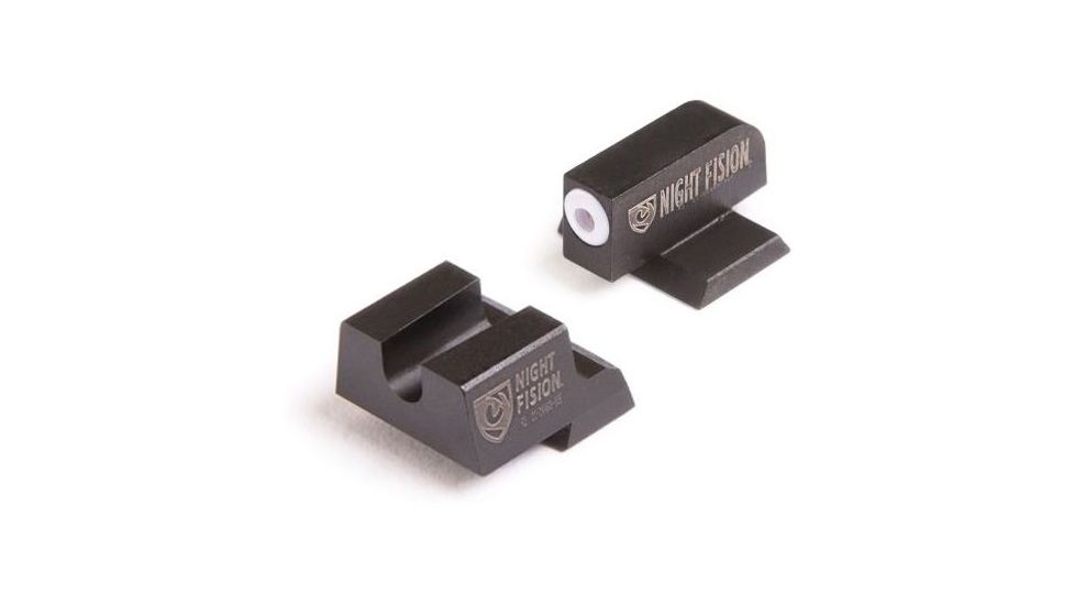 Night Fision Perfect Dot Suppressor Height Night Sight Set w/Front, Square Rear, White Front w/Green Tritium, Blank Rear, Fits Suppressor Height Smith &amp; Wesson M&amp;P/M&amp;P M2.0, SAW-203-013-WGZX