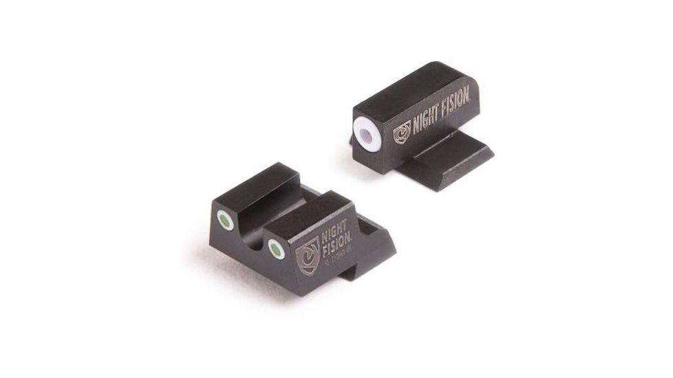 Night Fision Perfect Dot Suppressor Height Night Sight Set w/Front, Square Rear, White Front w/Green Tritium, White Rear w/Green Tr, Sig Sauer Suppressor Height P-Series Pistols, SIG-179-003-WGWG