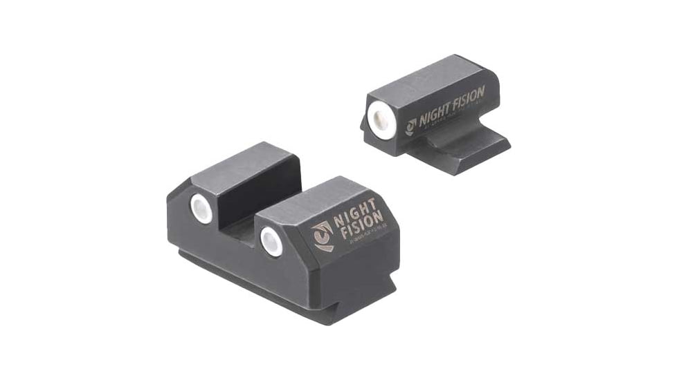 Night Fision Tritium White Ring Square Rear Night Sight Set, Ruger Max 9, Black, RUG326003WGWG