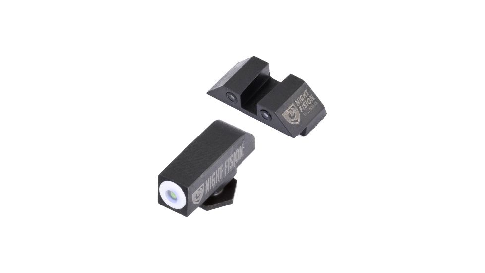 Night Fision Perfect Dot Night Sight Set w/White Front, Square Black Rear, w/Green Tritium, Glock 17/17L/19/22-28/31-35/37-39, GLK-001-003-WGZG