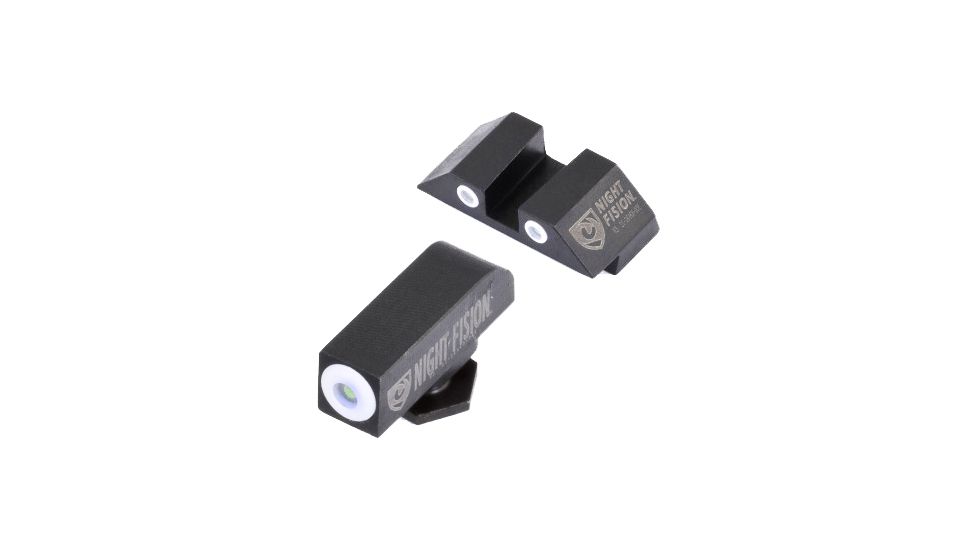 Night Fision Perfect Dot Night Sight Set w/Front, Square Rear, White w/Green Tritium, Glock 17/17L/19/22-28/31-35/37-39, GLK-001-003-WGWG