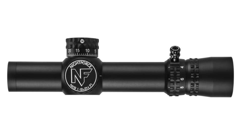 NightForce NX8 F1 Riflescope, 1-8x24mm, 30mm Tube, First Focal Plane, FC-Mil Reticle, Black, C598