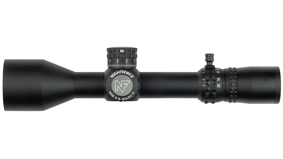 NightForce NX8 2.5-20x50mm F1 Rifle Scope, 30mm Tube, First Focal Plane, MOA-XT Reticle, Black, C651