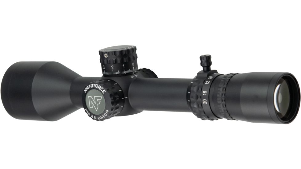 NightForce NX8 Rifle Scope, 2.5-20X50mm, 30mm Tube, First Focal Plane, F1, ZeroStop, .1 Mil-Radian , DigIllum, Mil-XT Reticle, C632